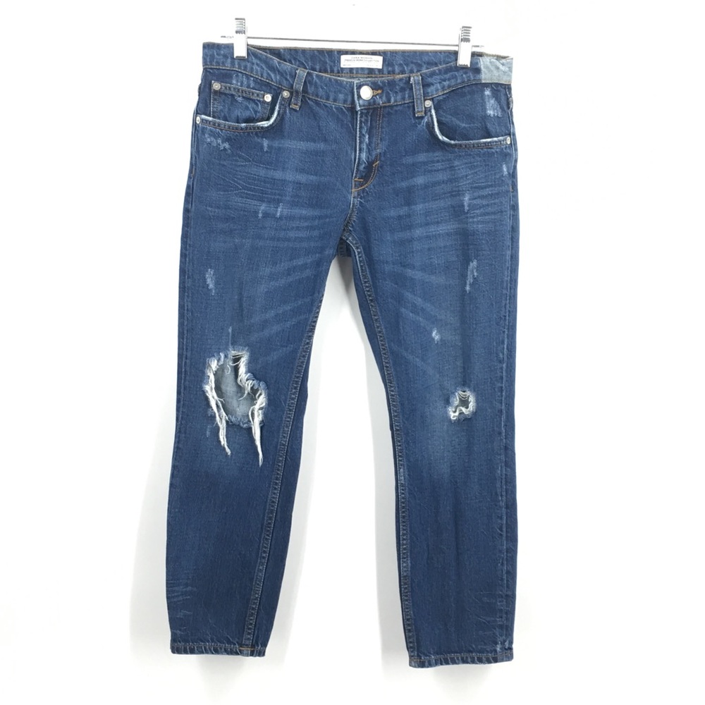Zara Jeans Demin Collection Distressed Cropped 4
